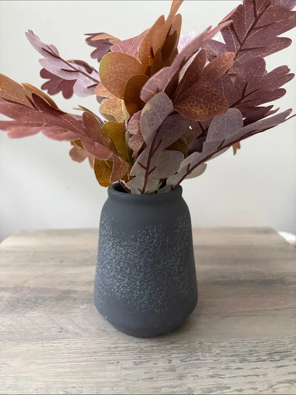 Threshold Oak Leaf Arrangement in Dark Gray Vase, Set of 2